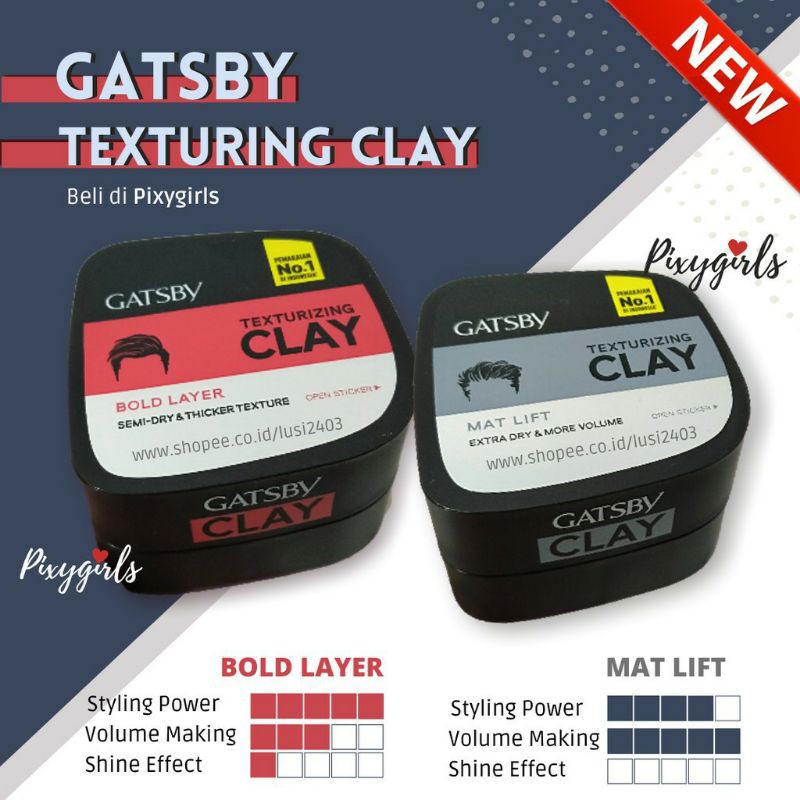 GATSBY TEXTURIZING CLAY 75 gr /Minyak Rambut Pria/Perawatan Rambut