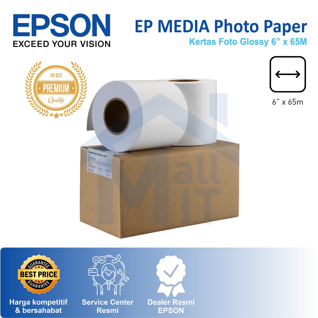 EP MEDIA PHOTO PAPER GLOSSY 6 INCI X 65 METER 6&quot; 6 INCH EPMEDIA GLOSSY ORIGINAL