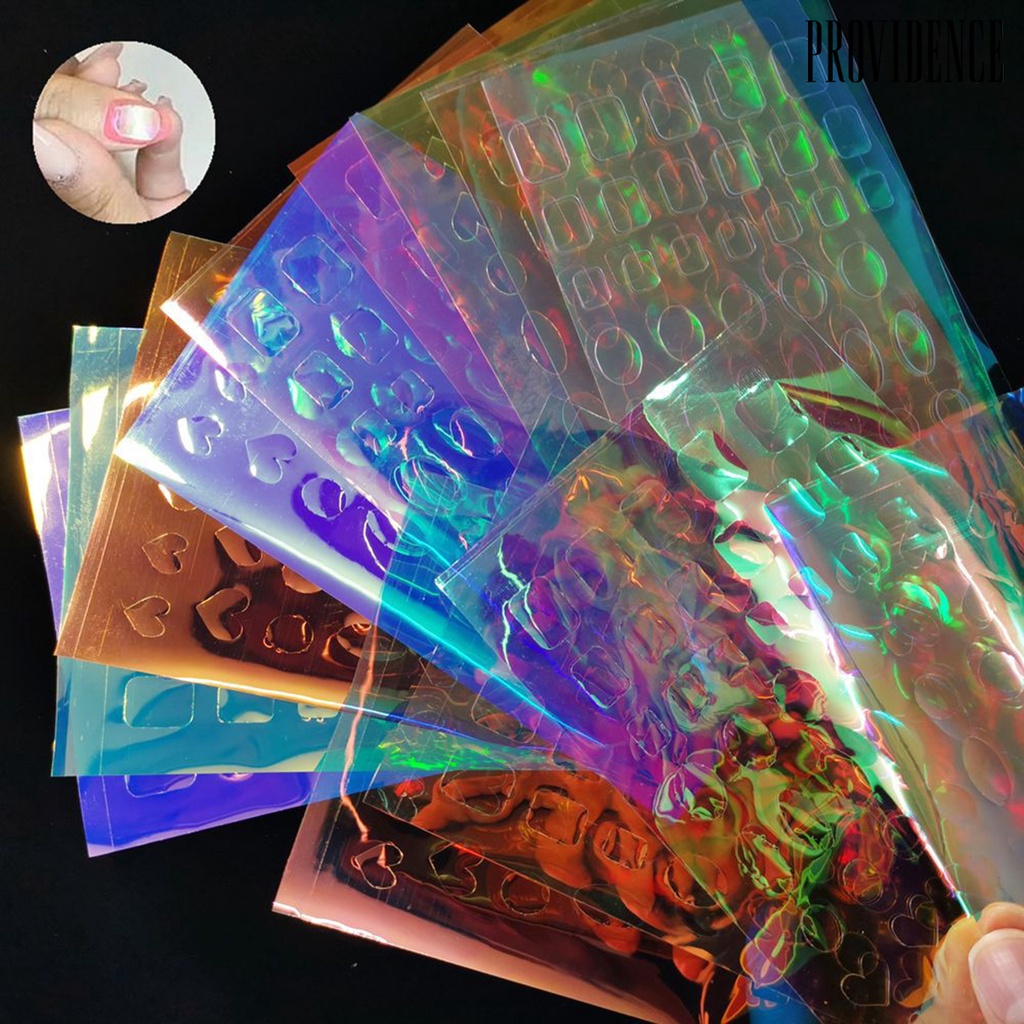 Providence 11Pcs/Set Aurora Effect Nail Cube Sticker DIY Colorful Foil Film Sparkling Glass Ice Cube Decoration for Manicure