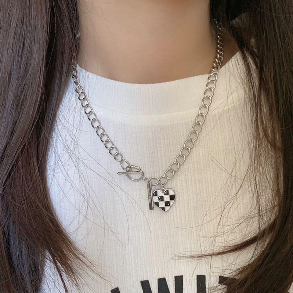 AUGUSTINA Perhiasan Wanita Unik Rantai Sederhana Gadis Vintage Hadiah Fashion Hati Cinta Liontin Gaya Korea Gelang