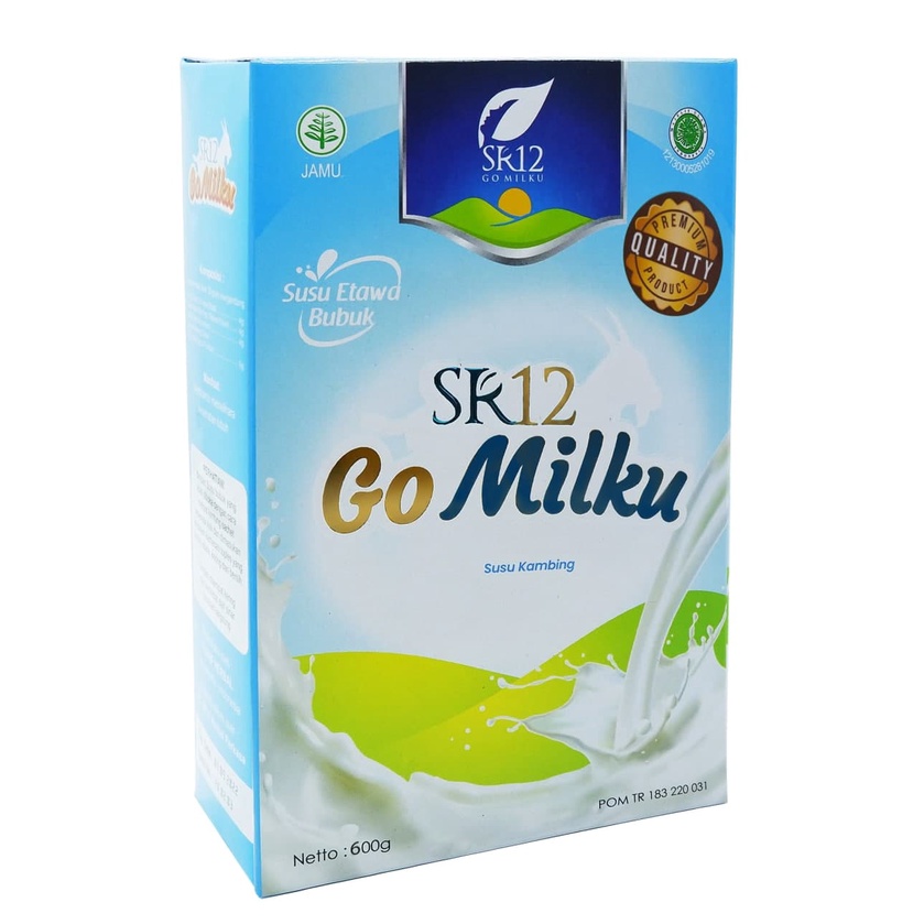 Go Milku Gomilku SR12 Susu Kambing Etawa Murni Bubuk Goat Milk Pelancar Asi Booster Penurun Kolestrol Kolesterol Asam Urat Tanpa Gula Premium Penguat Gigi 200 Gram