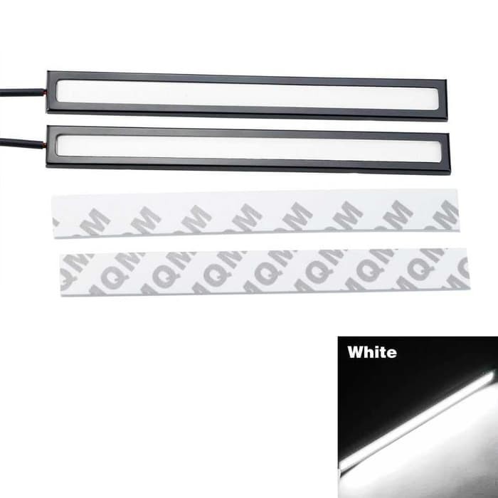 Lampu LED DRL Putih Strip Waterproof DC12V COB 17cm 2 PCS White