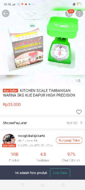 Kitchen Scale Timbangan Warna 5kg Kue Dapur High Precision Dgn Mangkok Wadah Serbaguna Original Asli