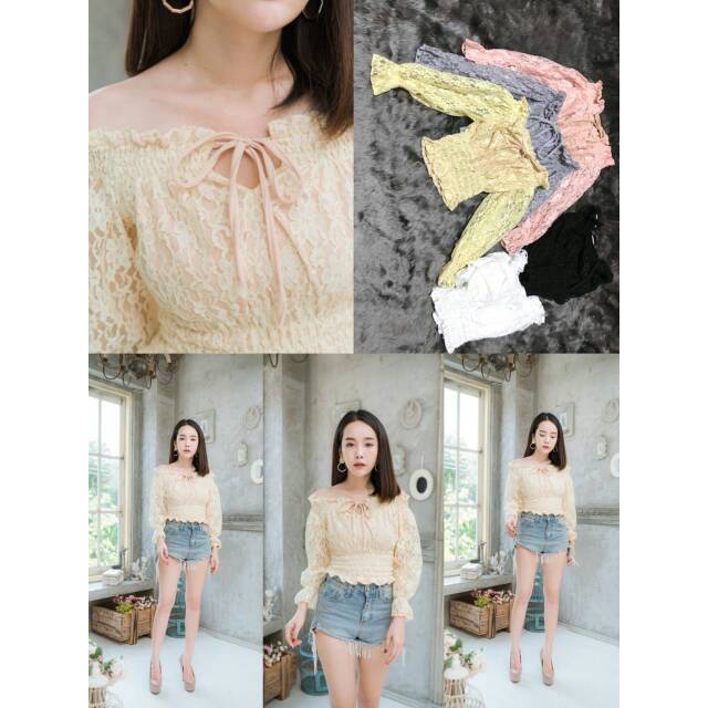 SC-5013 ELLEN TOP IMPORT BKK | Atasan Sabrina Import Bangkok Baju Sabrina Import Atasan Wanita Atasa