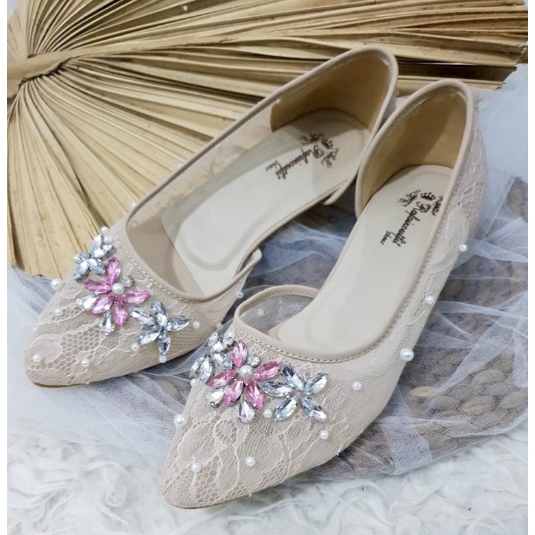 sepatu wedding Rafaizoutfit shoes natasa cream tinggi 3cm