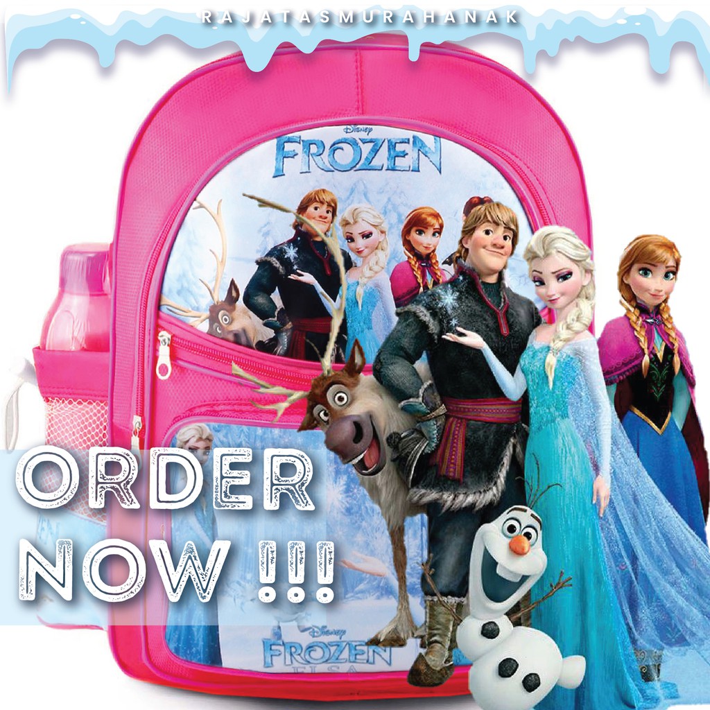 Tas Ransel Anak Perempuan Karakter - Frozen Anna Elsa - GLORIOUS + BOTOL - School Bag Tas Sekolah