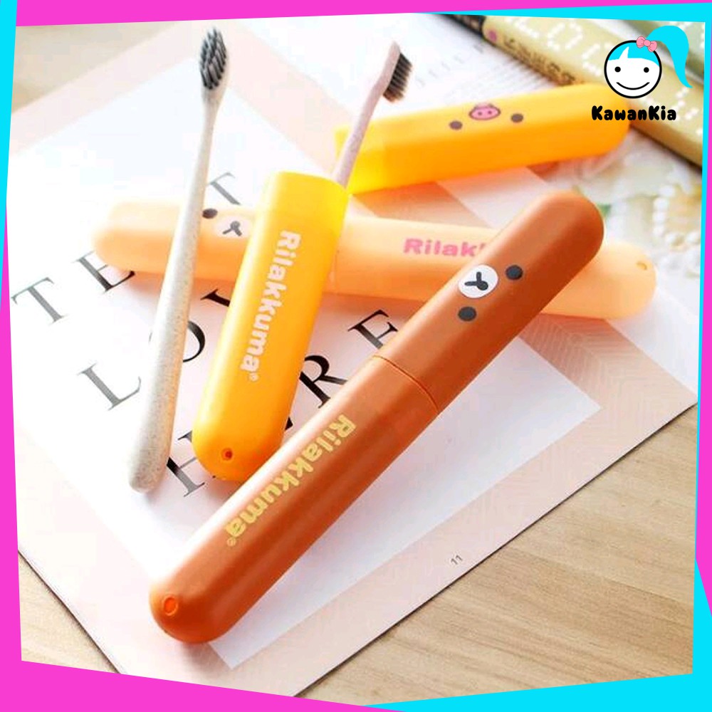 Tempat Penyimpanan: Kotak Sikat Gigi Portabel Bahan Plastik ABS Motif Beruang untuk Travel