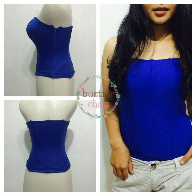 bustier biru elektrik / kebaya/ baju wanita/ fashion wanita/ kain kebaya/ butik