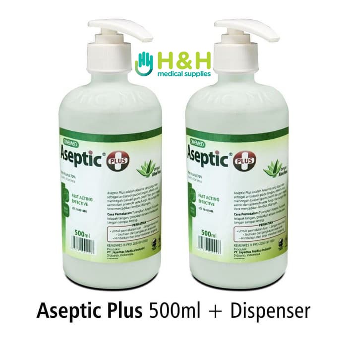 Aseptic Plus 500 ml Pump / Aseptic Plus with Aloe Vera 500 ml / Hand Sanitizer Cair 500 ml