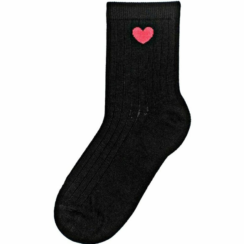 H&amp;M BLACK SOCKS WITH HEART SHAPE KAOS KAKI HITAM GAMBAR HATI