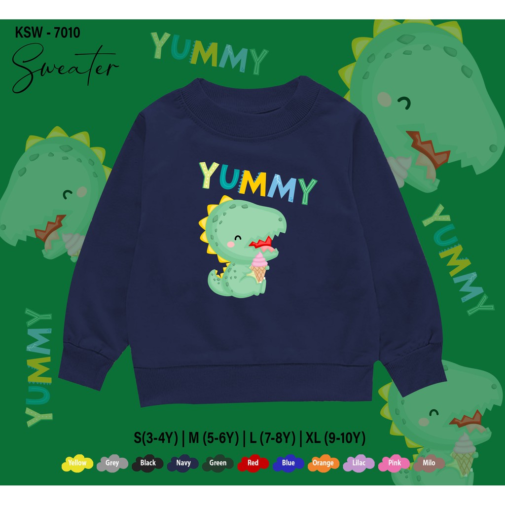 SWEATER ANAK -ANAK / BAJU  KIDS 1-10THN / BAHAN FLEECE PREMIUM ADEM / YUMMY DINO / UNISEX