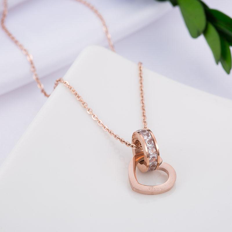 COD! kalung titanium wanita love full mata anti karat / kalung love full mata import