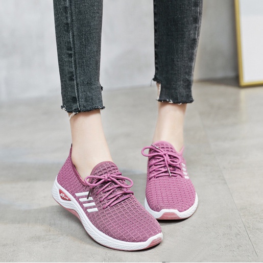 Sepatu Sneakers Olahraga wanita ~ sepatu kets cewek viral embos - Motif Bergaris Trending - A-8