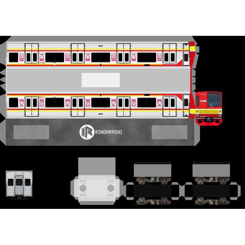 lembaran pola papercraft KRL skala 50