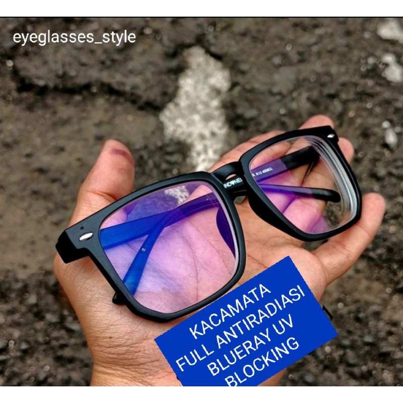 kacamata lensa blueray/photocromic/minus hitam / lensa normal/minus/cyl R13 4008 CM