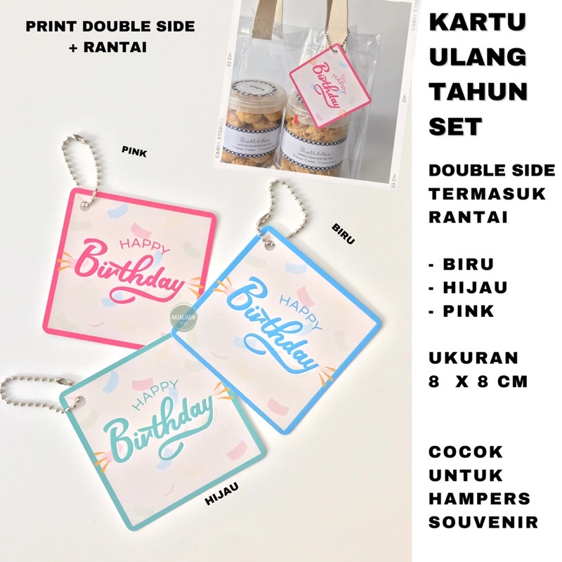 Kartu ulang tahun birthday card set rantai ecer 3 warna