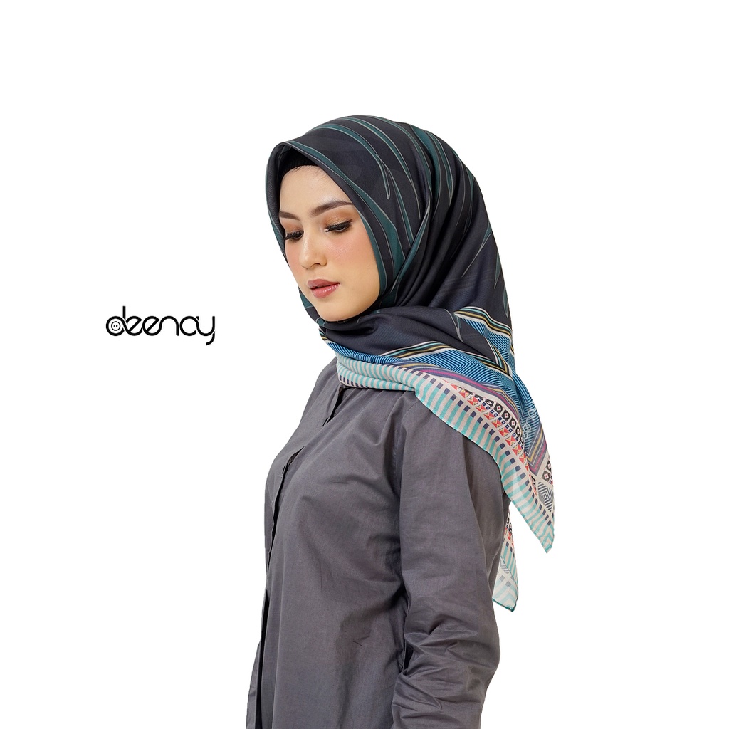 Kerudung Deenay Leaf Ori / Jilbab Segi Empat Voal Motif Hijab Printing Ultrafine