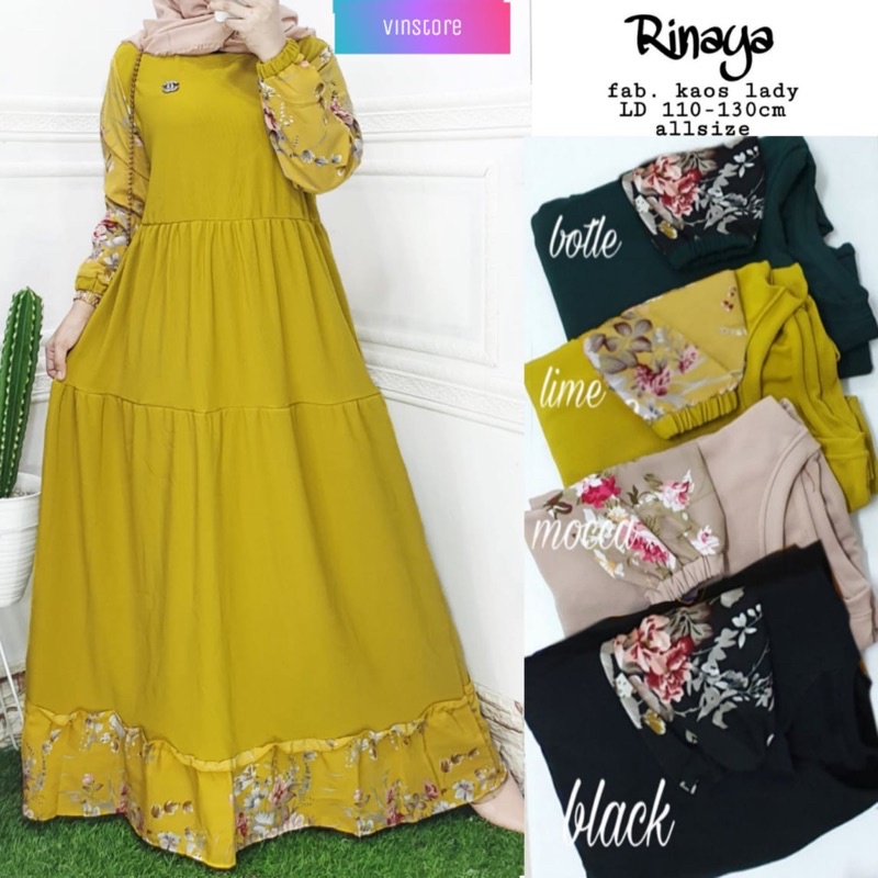 Gamis Bahan Kaos Lady / RINAYA MAXY By Vinstore