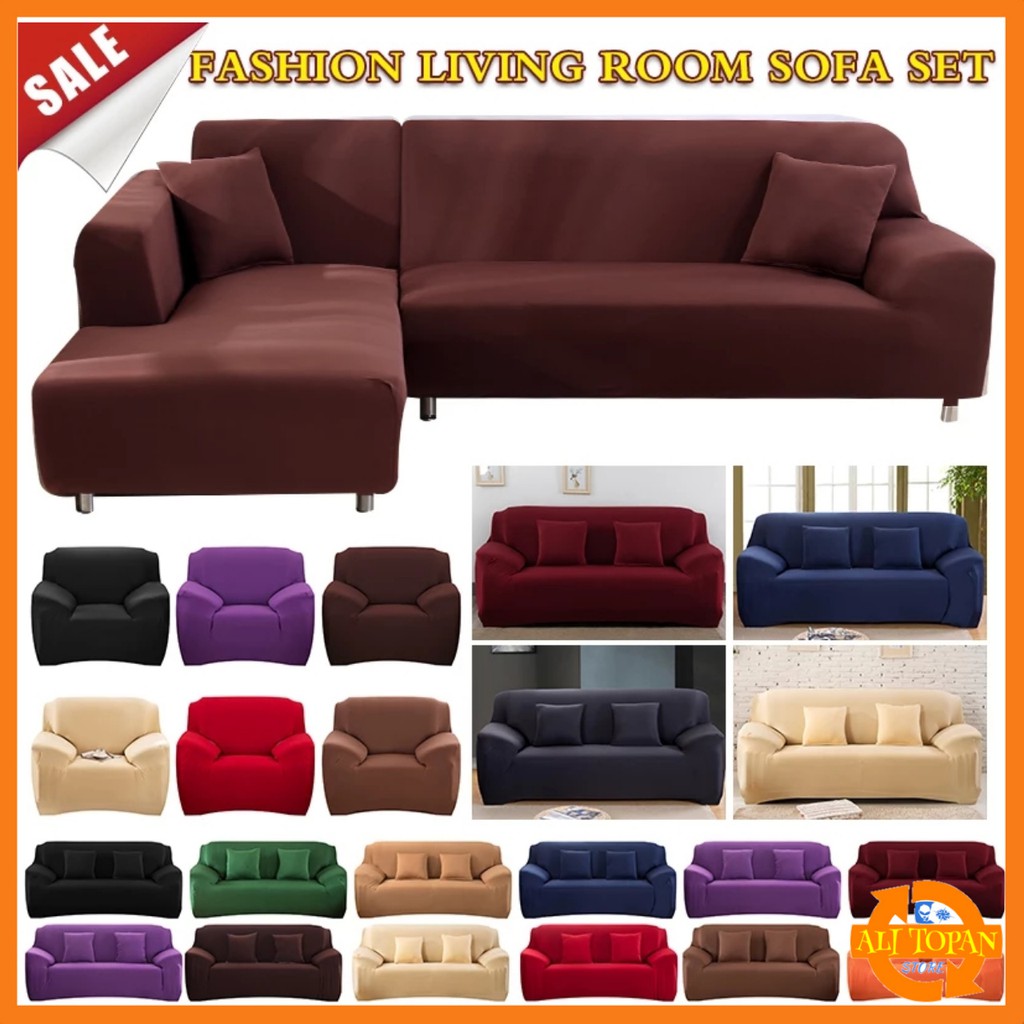 SOFA PROTECTOR FULL COLOUR COVER Sarung Penututup Elastis Pembungkus Dekorasi Sofa Ruang Tamu D348A