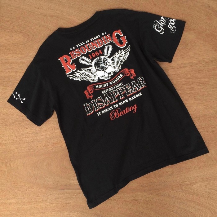 Kaos Skull Motor TIME STEP Original Big Print Hitam