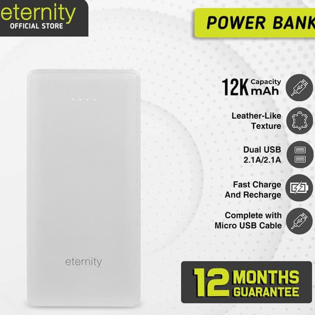 Eternity - Magnum | Powerbank 12000 mAh Quick Charge Murah Promo - Putih termurah 