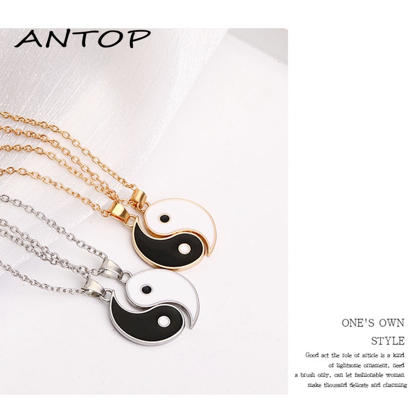 Kalung Liontin Yin Yang Bahan Alloy Gaya Korea Untuk Pasangan