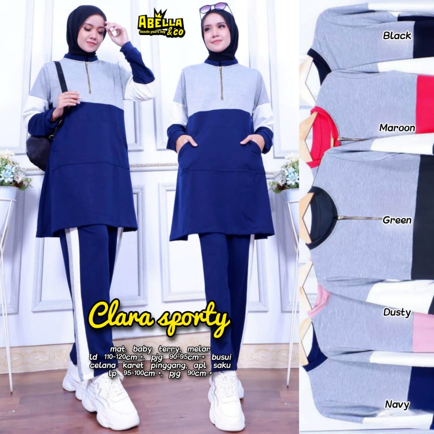 CLARA SETELAN / 20.7 / BAHAN BABYTERRY / LD 110-120 / ALLSIZE JUMBO / ONESET OLAHRAGA / ABELLA