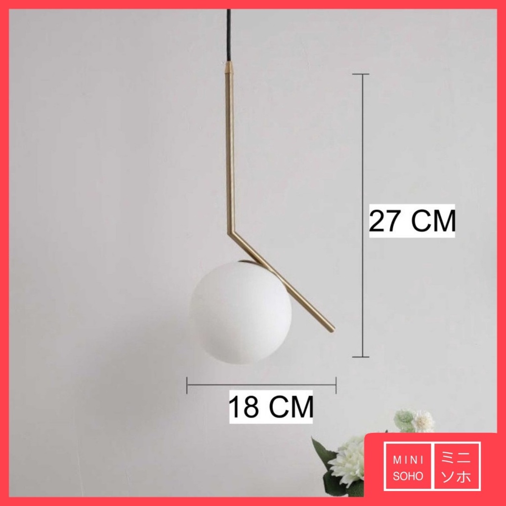 Lampu Gantung Hias Bola Kaca Minimalis Cantik Dan Modern Round Ball Pendant Ceiling Light Lamp