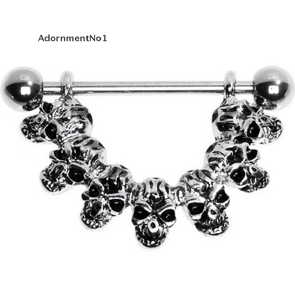 (AdornmentNo1) Anting Tindik Puting Bentuk Barbel 7 Tengkorak Bahan Stainless Steel