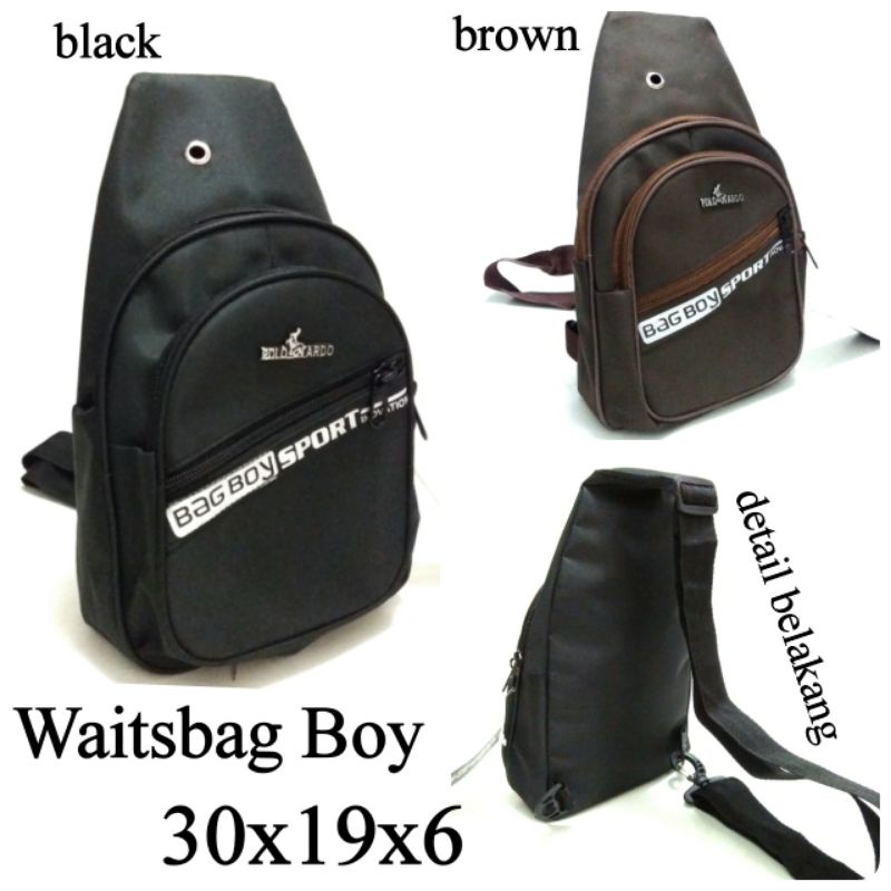 TAS Selempang Slempang WAIST BAG COWOK MURAH BAG BOY SPORT 2 WARNA HITAM COKLAT HARGA MURAH