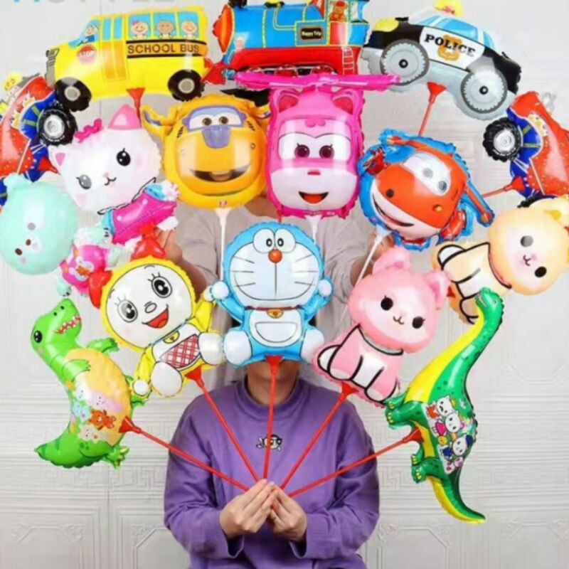 BALON FOIL BALON KARAKTER+STICK BALON FOIL ULANG TAHUN