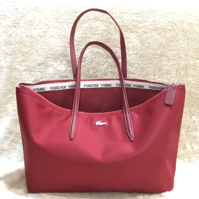 lacoste nylon tote bag