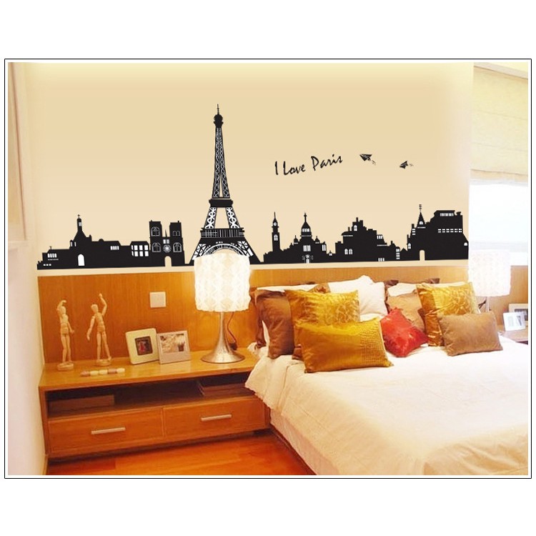 RELIZA Wall Sticker / Stiker Dinding 60X90 EIFFEL MENARA I LOVE PARIS AY935