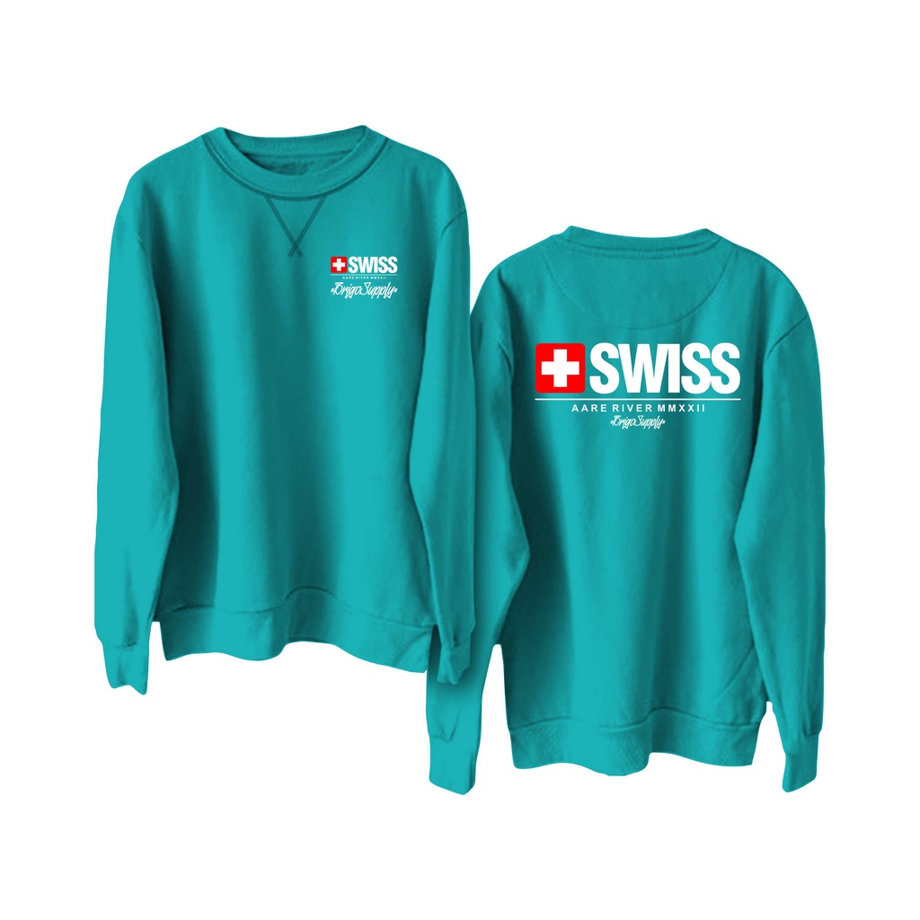 Sweater Crewneck BRIGO Swiss Sablon DTF Fleece Cotton II BRIGO Basic Sweatshirt  Swiss II M-XXL (Pria &amp; Wanita) Free stiker&amp;Gantungan Kunci