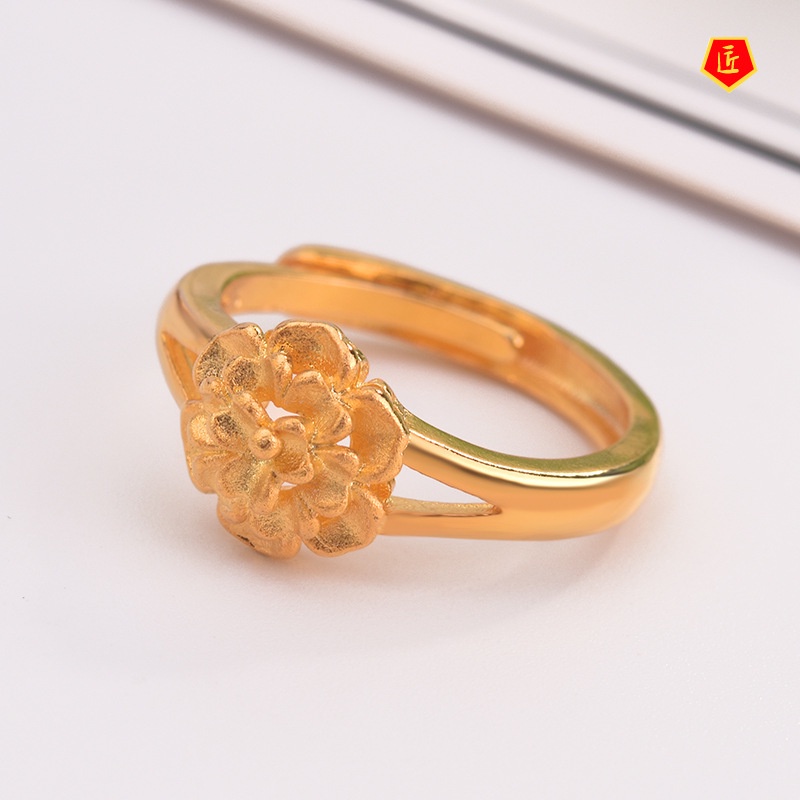 [Ready Stock]Fashion Simple 3D Golden Flower Ring