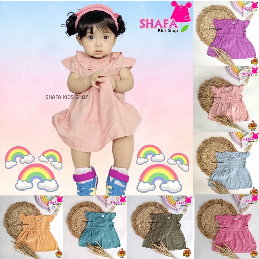 DRESS BAYI USIA 3 BULAN -18 BULAN / BAJU ANAK PEREMPUAN / BAJU BAYI PEREMPUAN / RAYON VISCOSE/ORIGINAL SHAFA