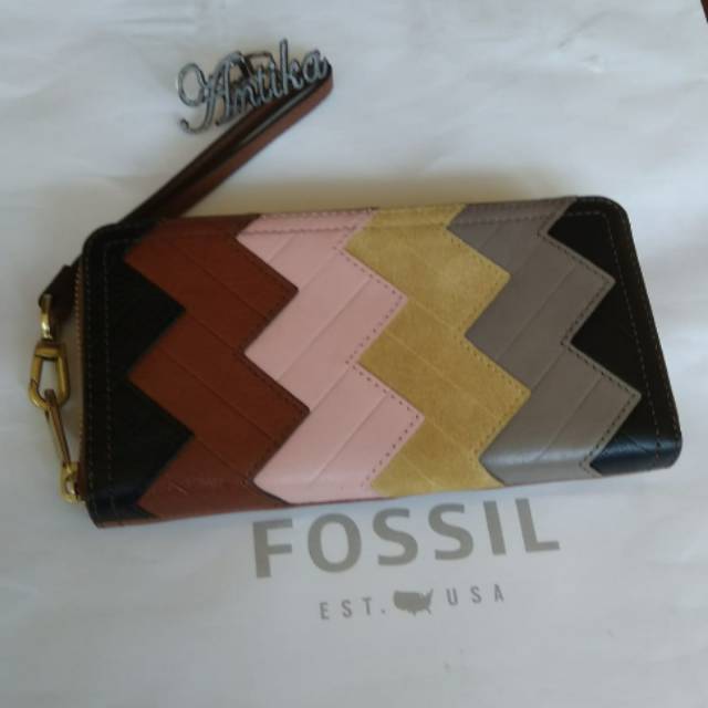 Dompet fossil wanita original, kulit asli, diskon