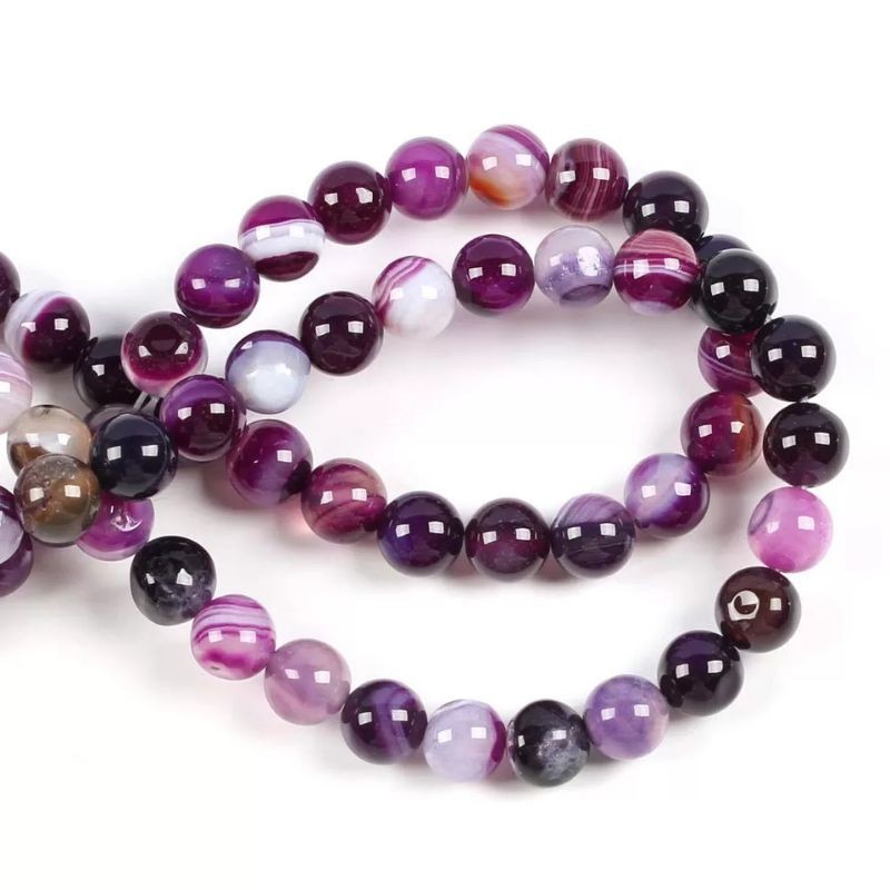 Bahan Gelang Batu Agate Ungu Stripe Amethyst Bahan Kerajinan DIY