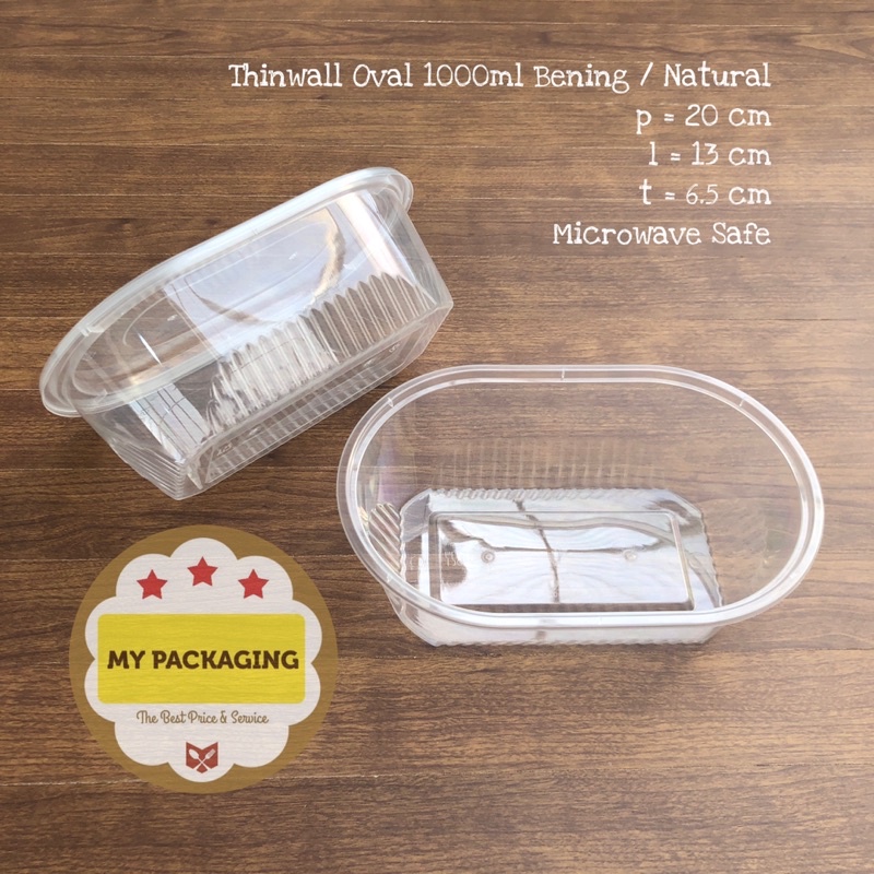 NEW Thinwall HITAM/BENING 1000 ml OVAL (25 set) Container Microwaveable