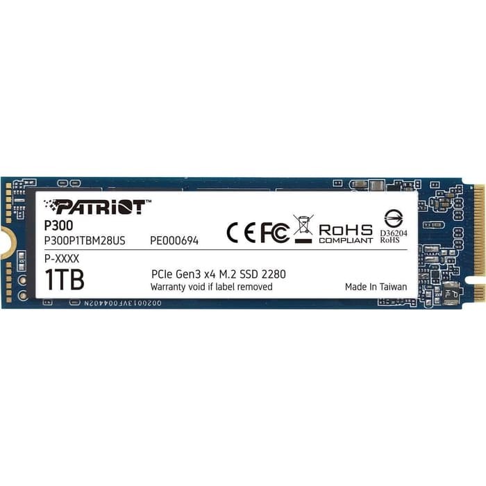 SSD PATRIOT P300 M2 2280 1TB PCIe Gen3 x4 NVMe 1.3 SSD GARANSI RESMI