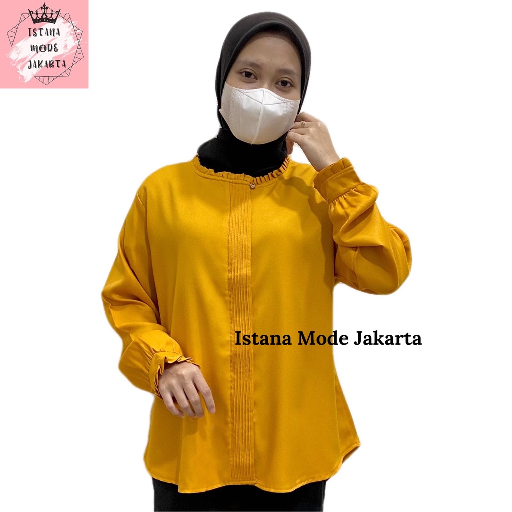 ISTANA MODE JAKARTA Lilac baju atasan wanita terbaru blouse korean style blouse wanita lengan panjang-MUSTARD