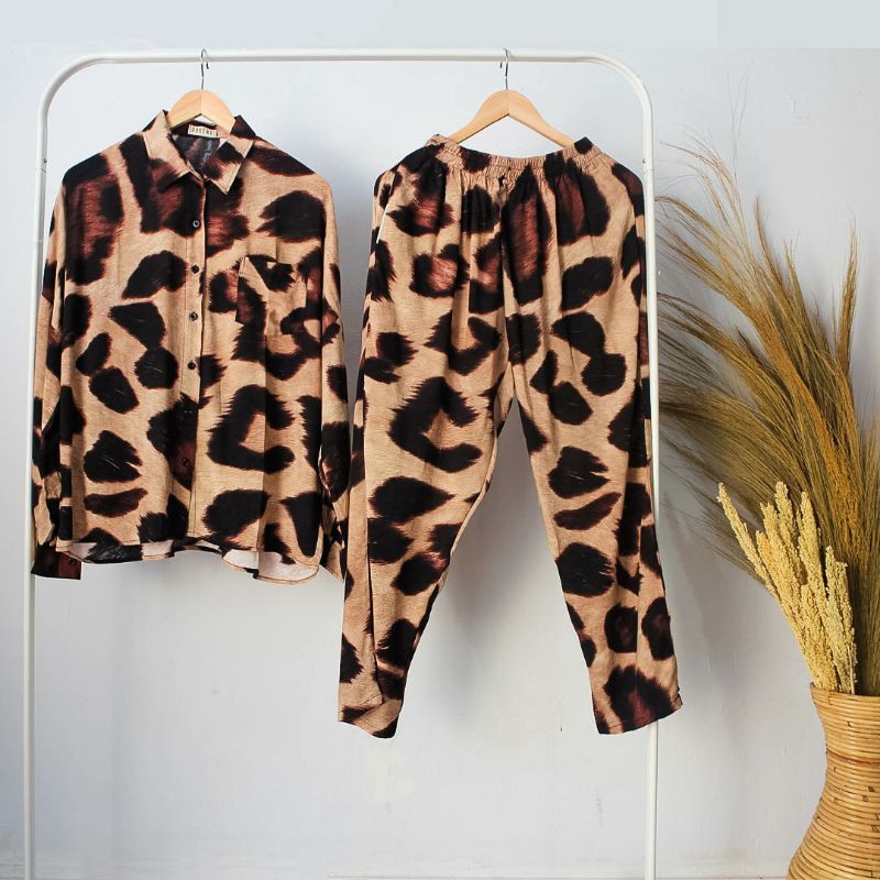 Tyero Set leopard outer  | outwear | piyama | One set | tiedye