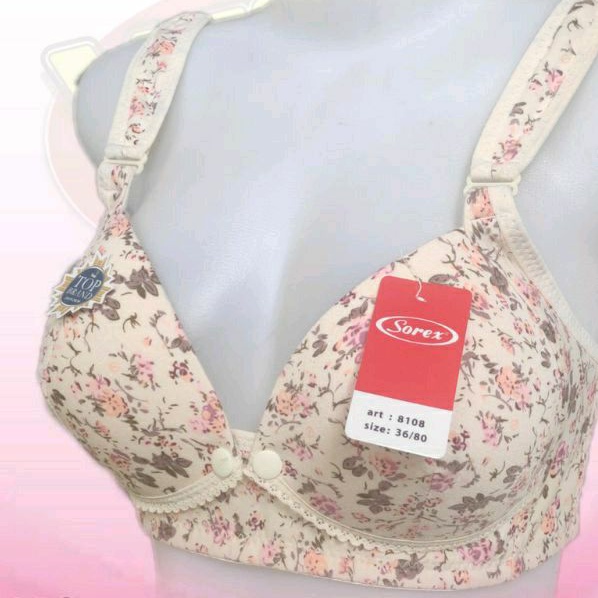 Bra Menyusui Sorex Size 34, 36, 38, 40, 42 Dengan Busa Tanpa Kawat BH Menyusui Top Quality 8108