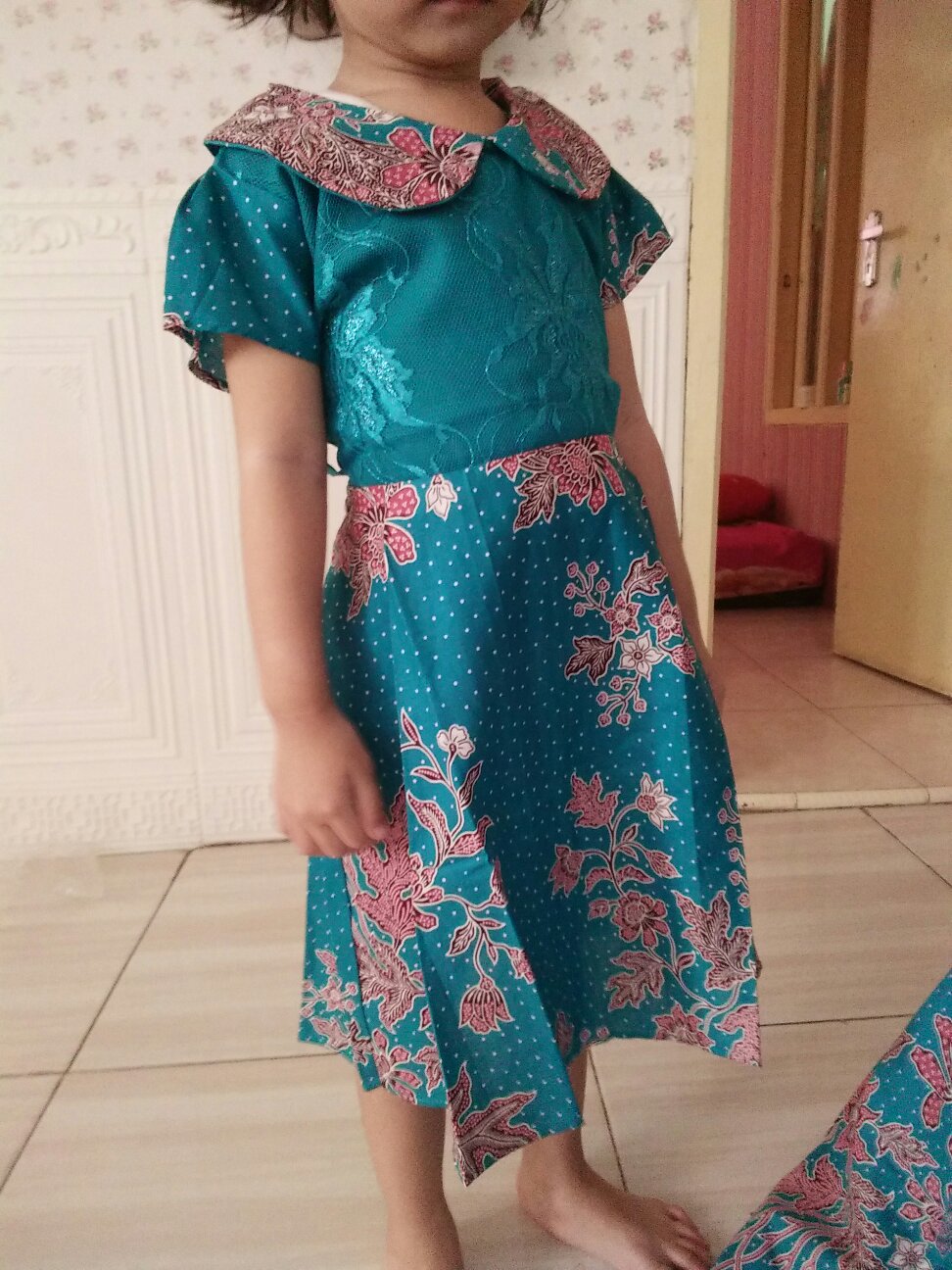 Sarimbit Couple Batik Keluarga/family Gamis Muslim Krisdayanti (kd) Dsr Warna Toska