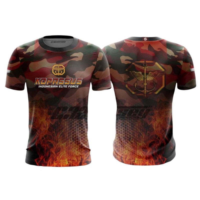 KAOS BAJU KOPASSUS/JERSEY TNI KOPASSUS RED FIRE FULLPRINT