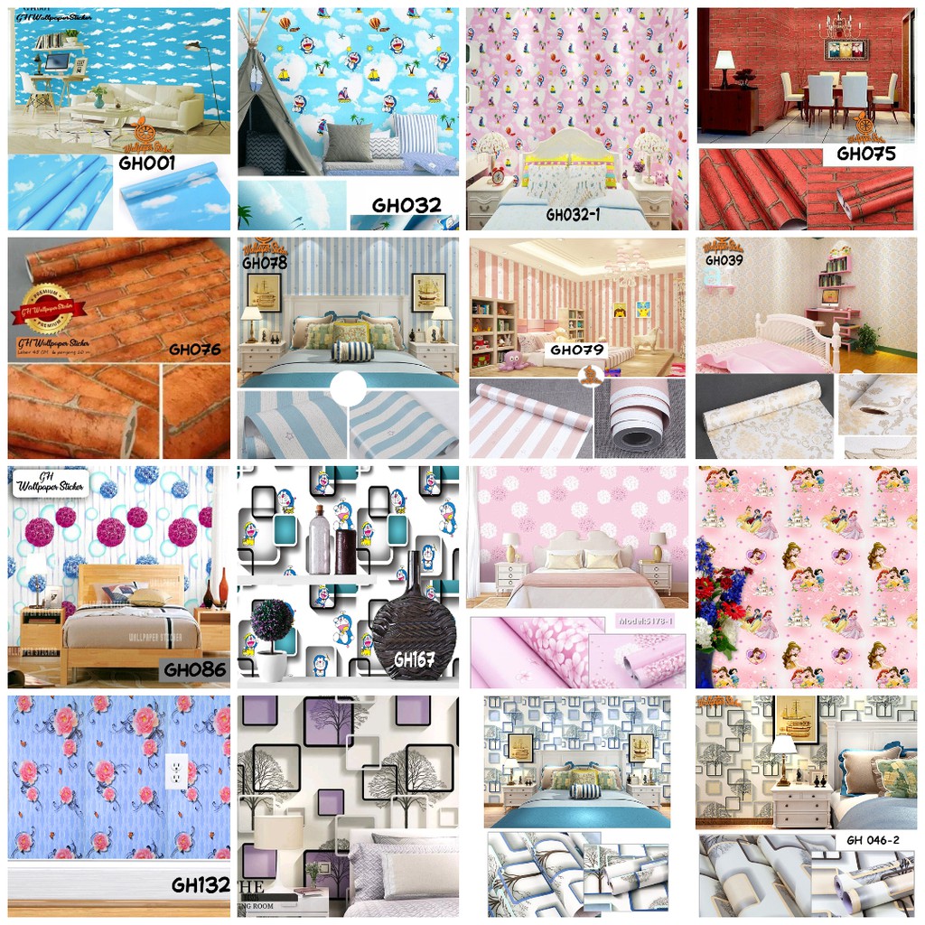 Wallpaper Dinding Kamar Tidur Anak Wallstiker Murah Motif Best Seller 1 Roll 45Cm X 8meter wallpaper dinding polos