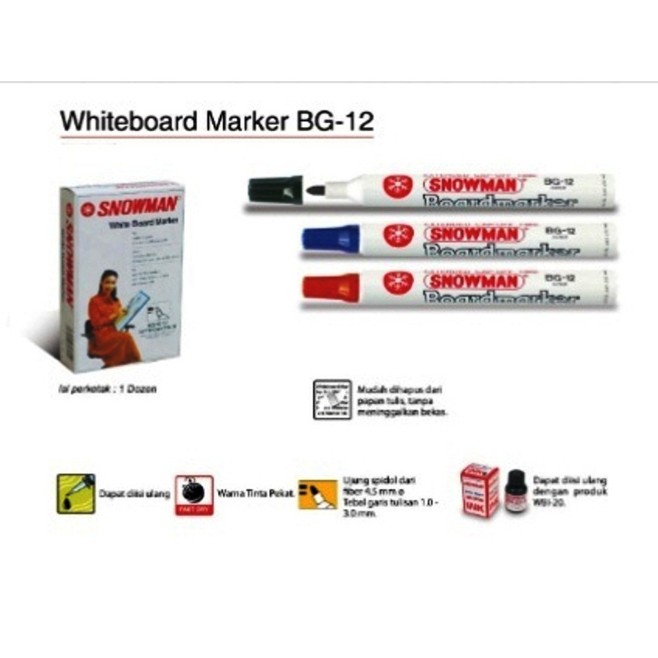 

Spidol Snowman White Board Erasable with Dry Cloth