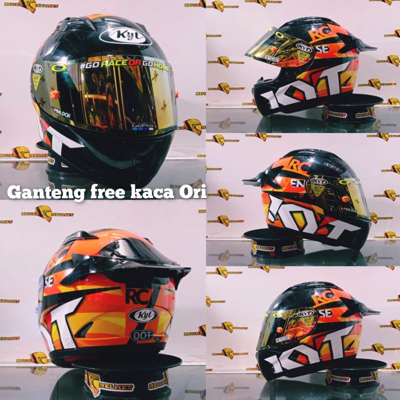 helm kyt full face rc seven motif #19 black white blue paket ganteng 100% baru Ori kyt-Paket ganteng top15