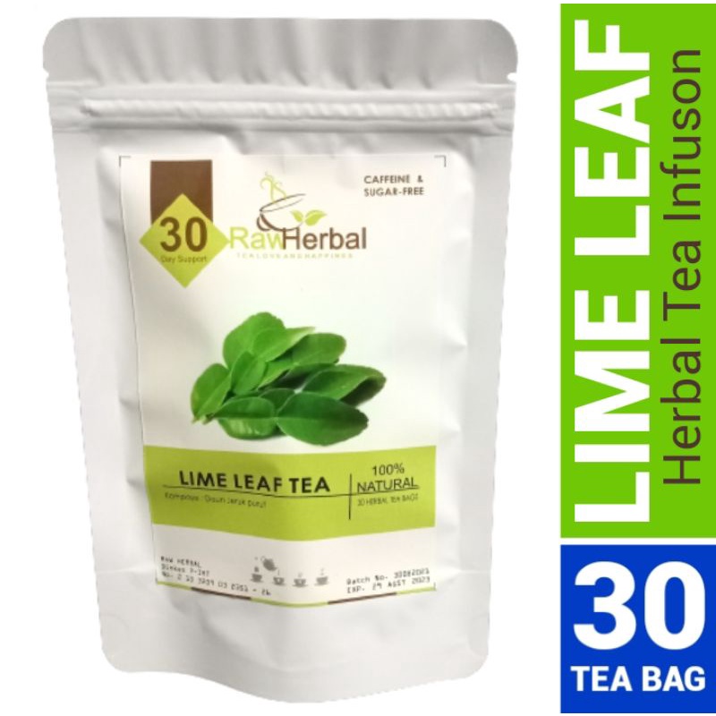 Lime Leaf Tea : Teh Daun Jeruk Nipis Pure 100% Organic Isi 30 Tea Bag