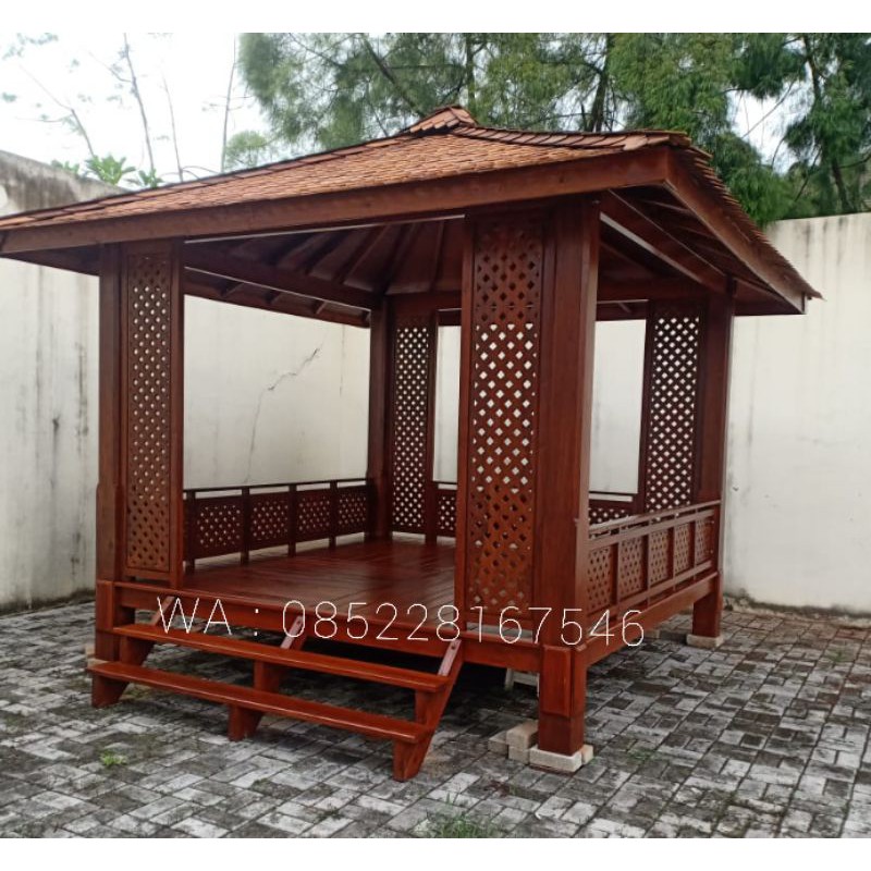 GAZEBO MODERN 3M X 3M KAYU JATI